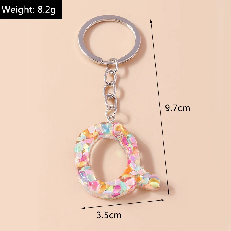 Bunter Acryl-Glitzer-Alphabet-Schlüsselanhänger mit 26 Initialen, A-Z-Buchstaben, Schlüsselanhänger, Anhänger für Frauen und Mädchen, Taschenanhänger, DIY-Schmuck, Geschenke – Detail 25