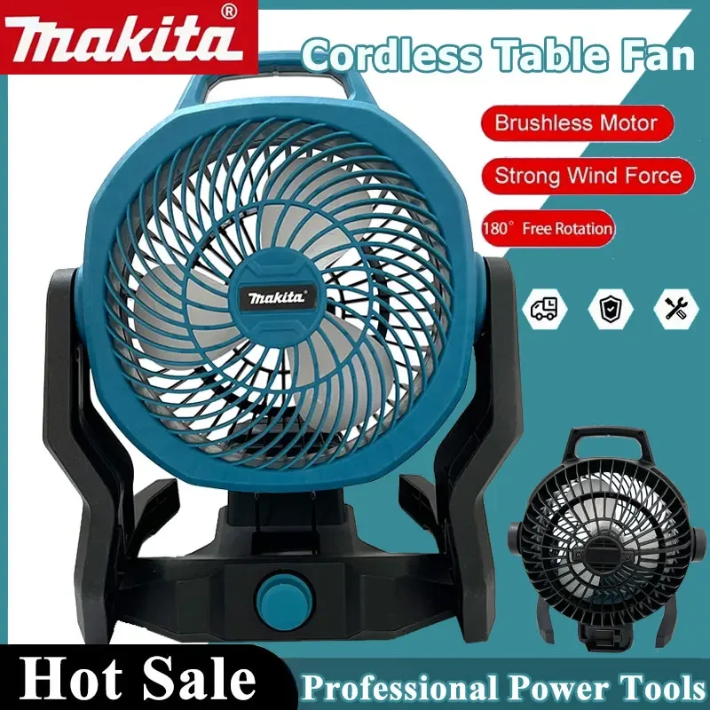 

Makita Portable Camping Fan Powered Desktop Floor Fan Multi Purpose Adjustable Head 3 Speed Setting Powered Desktop Floor Fan
