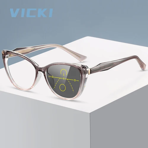 Imagen 2 del producto VICKI gafas clásicas Lady Cat-eye TR90 gafas antiluz azul graduadas personalizables fotocromáticas multifocales 82006