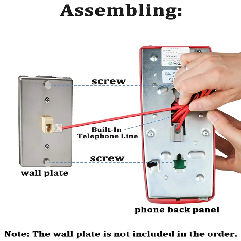 AY14 -Classic Wall Phones For Landline With Mechanical Ringing, Single Line 2554 Wall Telephone With Voicemail Indicator