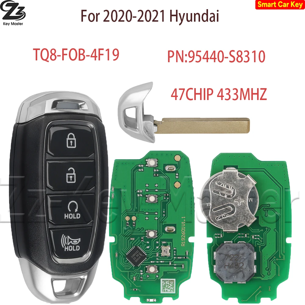 

Zz PN: 95440-S8310 TQ8-FOB-4F19 433 МГц Smart Keyless Go Remote Key 4B Fob для Hyundai Palisade 4B Кнопка 2020-2021