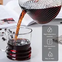 Leeseph Glass Coffee Server For Pour Over Coffee & Tea Vertical Striped Microwave Safe & Heatproof Glass Body (400ml & 600ml) 4