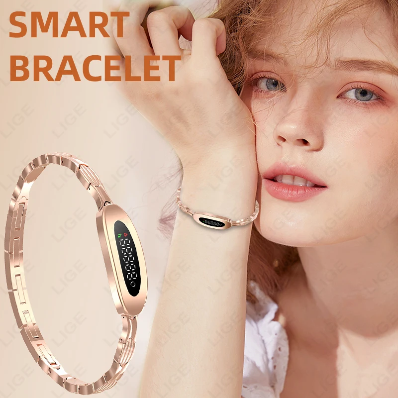 

Новый модный женский смарт-браслет для спорта с функцией подсчета шагов, мониторингом здоровья, фитнес-трекером, измерением пульса и отслеживанием сна.