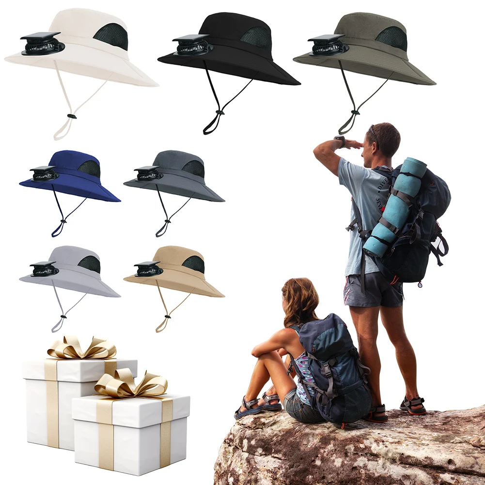 

Wide Brim Solar Fan Hat Outdoor Sun Hat UV Protection with Removable & USB Charging Fan for Outdoor Summer Camping Beach