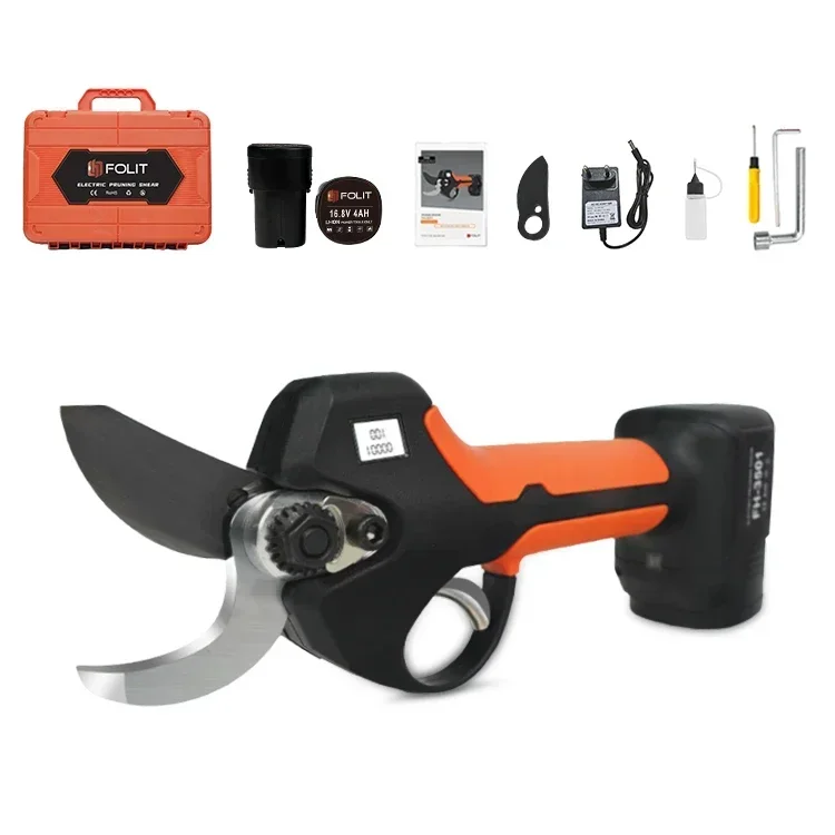 Industrial class 35mm large cutting range tree branch pruner 16.8V 4000mAh battery progressive function electric pruning shear