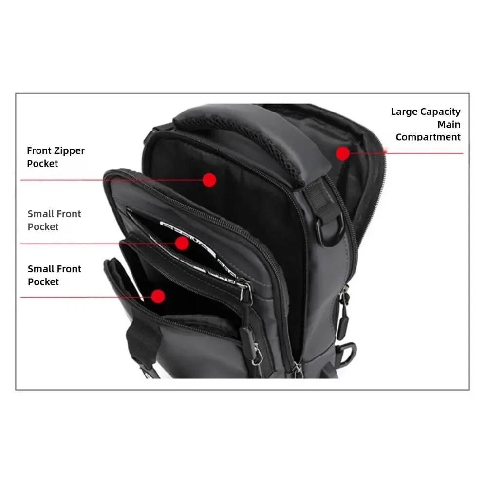 Men USB Charging Shoulder Messenger Backpack Waterproof Zipper Chest Bag Anti-theft Crossbody Bags Outdoor - view 2