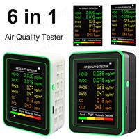 6 In 1 Air Quality Monitor Accurate CO2 Meter PM2.5 PM10 HCHO TVOC CO2 CO Meter Multifunctional Formaldehyde Detector