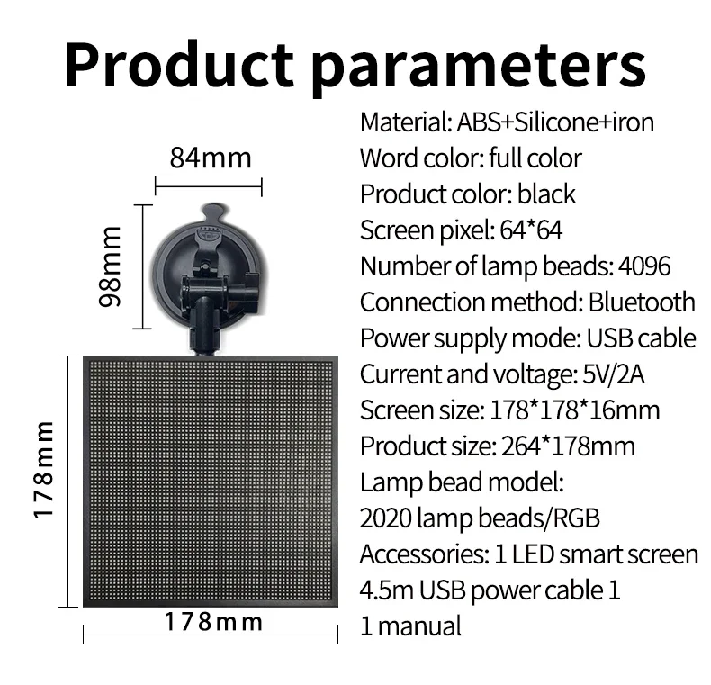 32x32/ 64x64 ekran LED Pixel kontrola aplikacji ekran LED znak samochodowy piksel piksel Panel LED do zaprogramowania animacji wzorzec tekstu