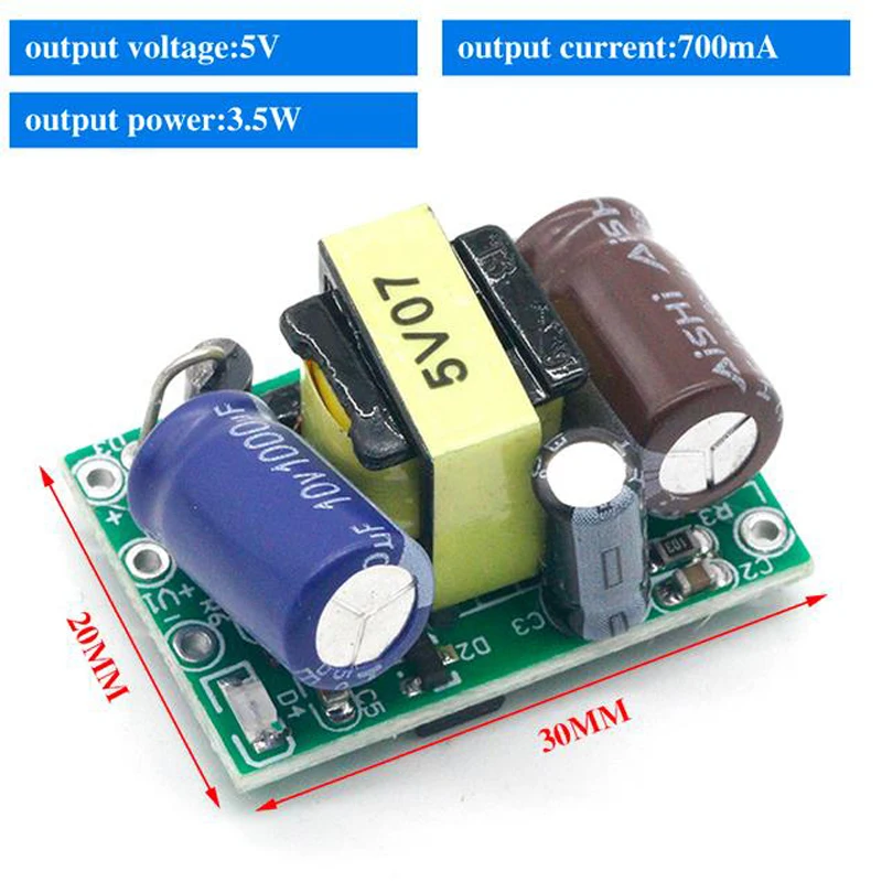 AC-DC convertisseur abati eur de précision 3.3V/5V/12V AC 220v à 5v DC abati eur alimenté Tech l\'autorisation 12W