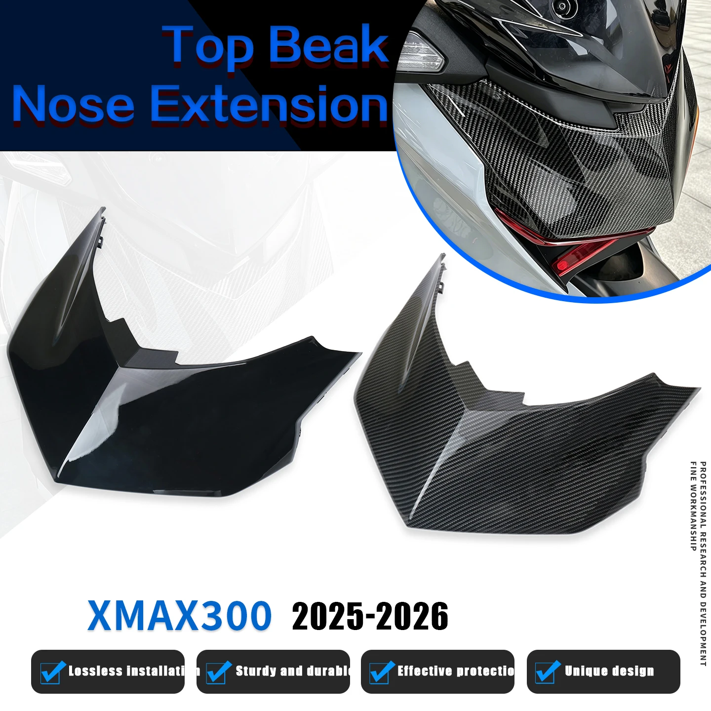 

Motorcycle Head Lamp Top Beak Nose Extension Front Upper Headlight Panel Cowl Fairing For X-MAX300 XMAX 300 XMAX250 V3 2025 2026