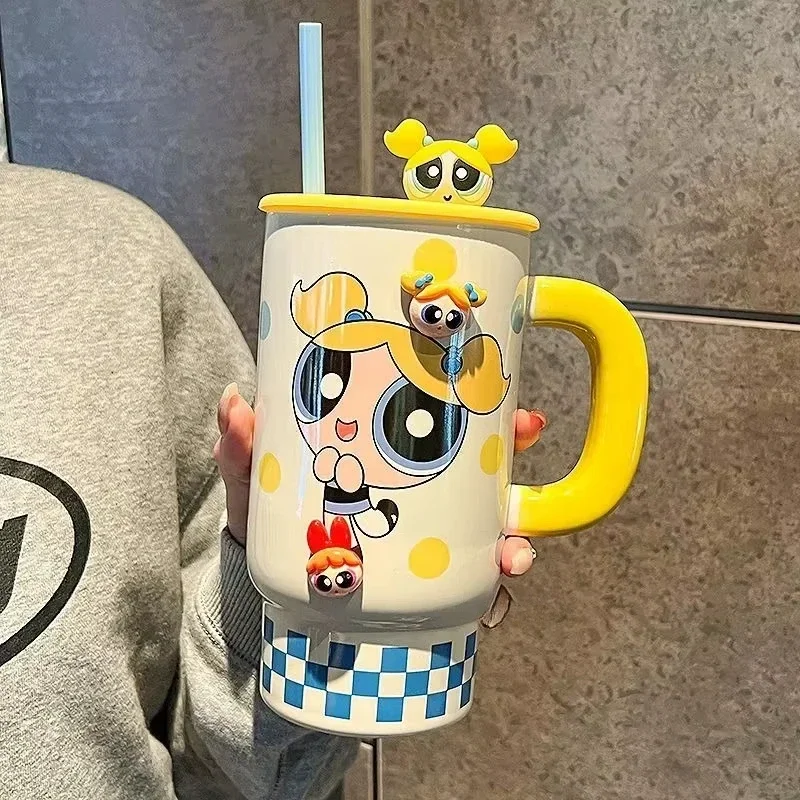 Nuovo The Powerpuff Girls Blossom Bubbles Buttercup anime periferico creativo cartone animato tazza di ceramica personalizzato carino regalo tazza d'acqua
