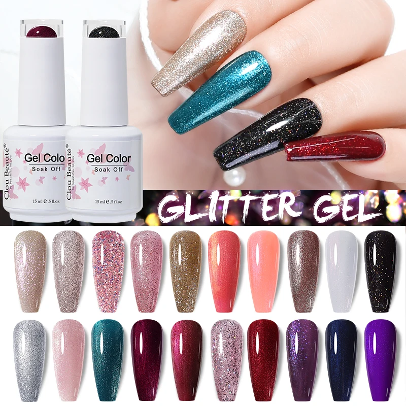 Clou Beaute 15มล. สีแวววาวสีเจลทาเล็บ Vernis กึ่งถาวรเคลือบเงาเล็บศิลปะทำเล็บอุปกรณ์ทำเล็บไฮบริด