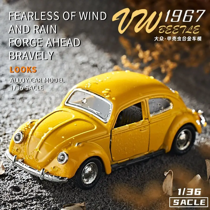 

Модель автомобиля Volkswagen Beetle 1:36, классический винтажный автомобиль, литая под давлением модель из сплава, оригинальная окраска, игрушечная машинка для мальчиков, коллекционный сувенир, подарок, Hot Wheel