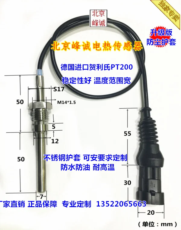 PT200 Automotive Exhaust Sensor SCR Europe Four (Europe IV) TS200A Diesel Engine Temperature Sensor