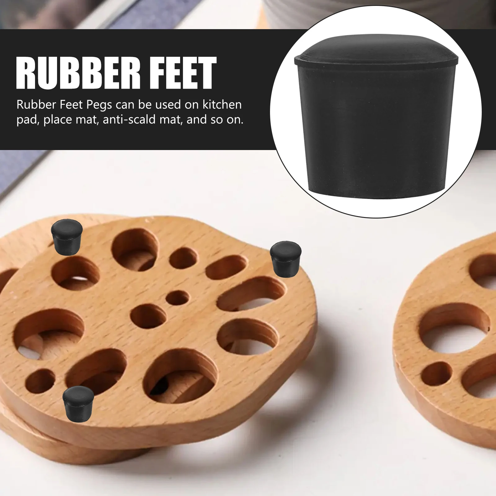 

8pcs Rubber Feet Covers Non Slip Thickened for Kitchen Anti Scald Pads Furniture Protectors Pegs Leg Tips Placemat