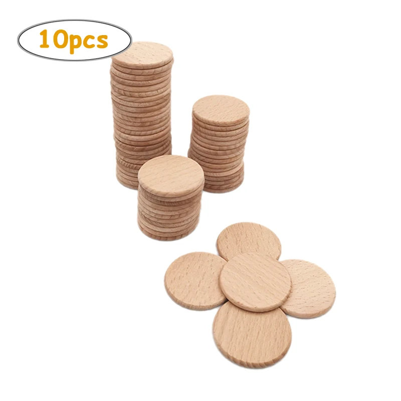 10pcs 3cm Round Wood Coins, Natural Wood Slices Wood Cutout Circles Chips Tokens Reward Coins, for Crafts Projects, Ornaments