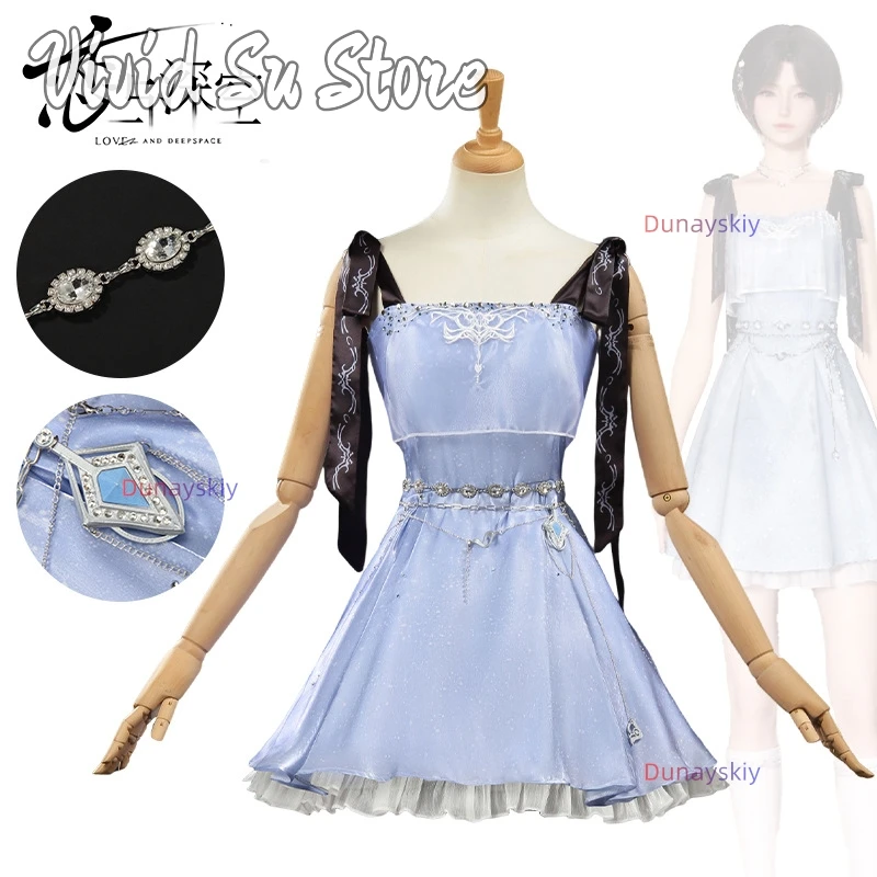 

Game Love And Deepspace Mc Player Cosplay Xia Yizhou Caleb Couple Birthday Girl Blue Camisole Dress Suit For Woman Girls Skirt