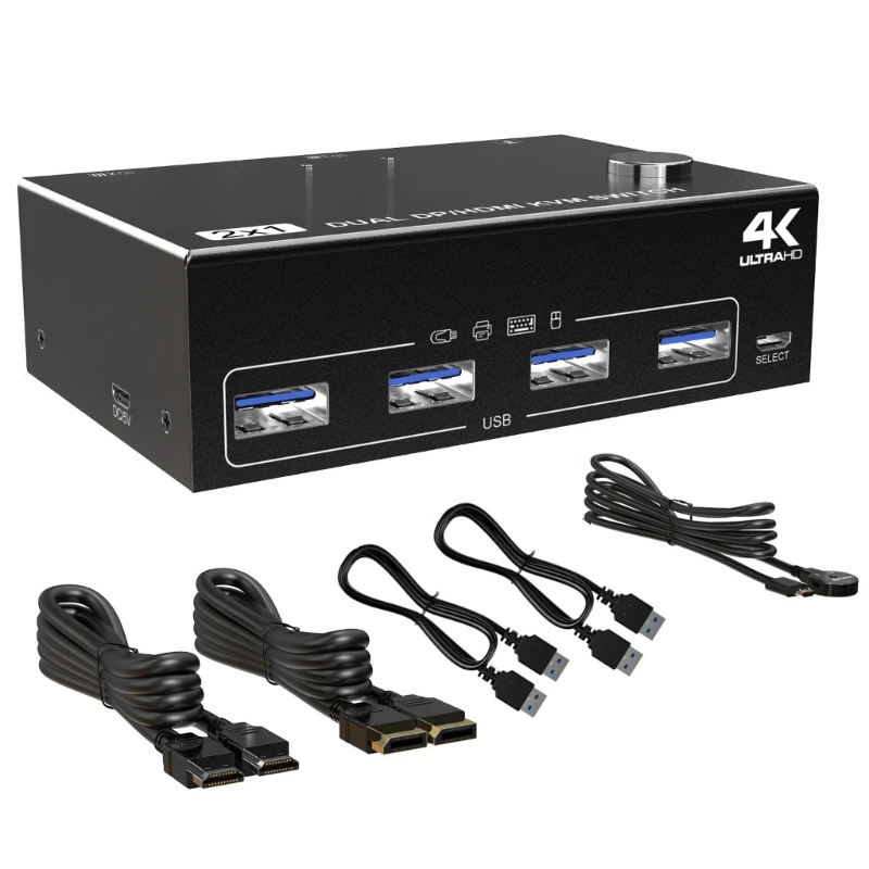 Metal USB High Port KVM Switcher Clear Pictures High Performances Drop shipping