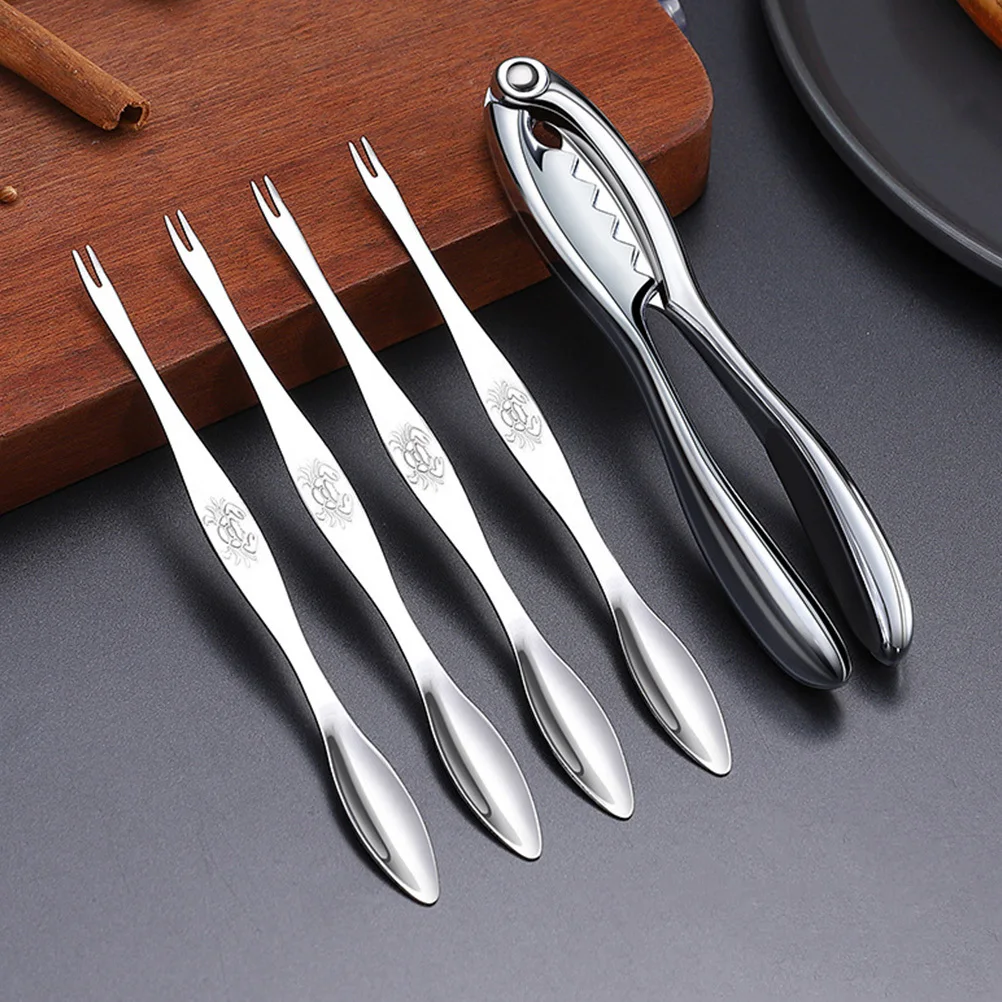 

1Set 5 Pieces Crab Eating Kit Premium Stainless Steel Tools Ergonomic Handle Shellfish Cracker Set for Home Restaurant Use