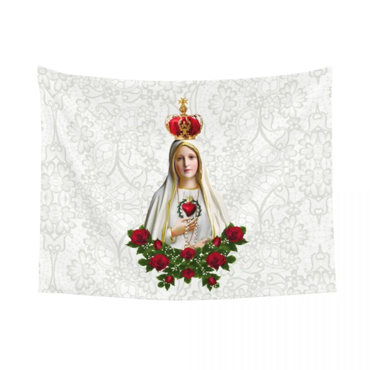 Custom Our Lady Of Fatima Mary Tapestries for Table Cloth Portugal Rosary Catholic Hippie Wall Hanging Tapestry Home Decoration