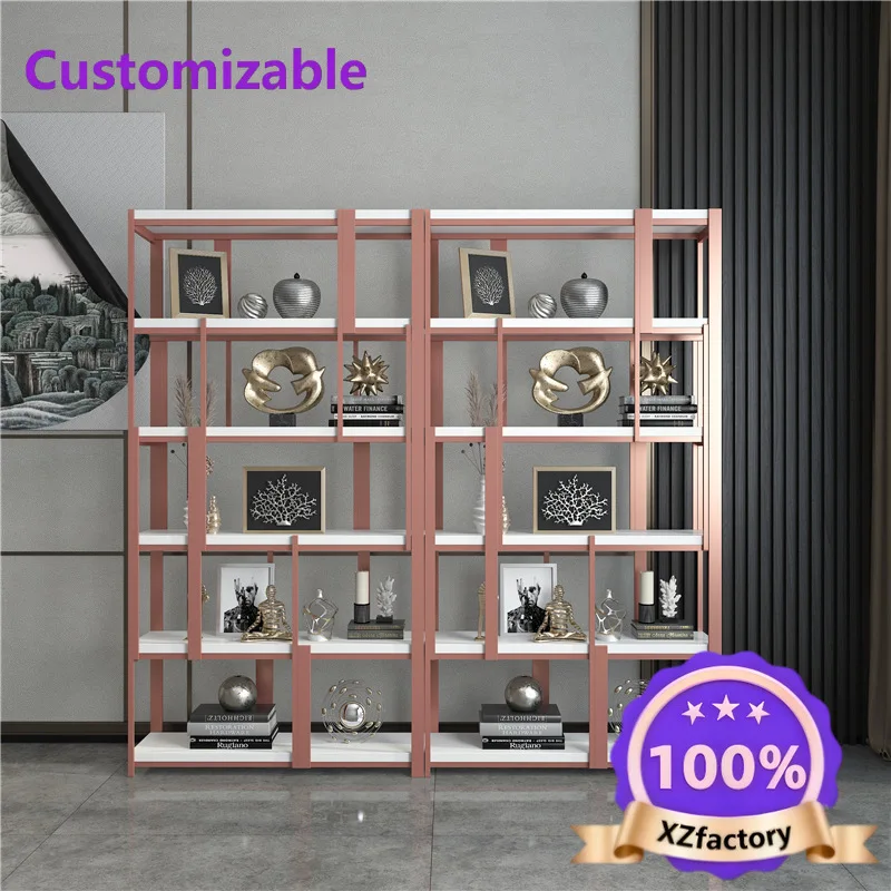 Factory Direct 2026 Top RatedLiving room stainless steel metal floor bookshelf, office wrought iron five-layer display shelf Bog
