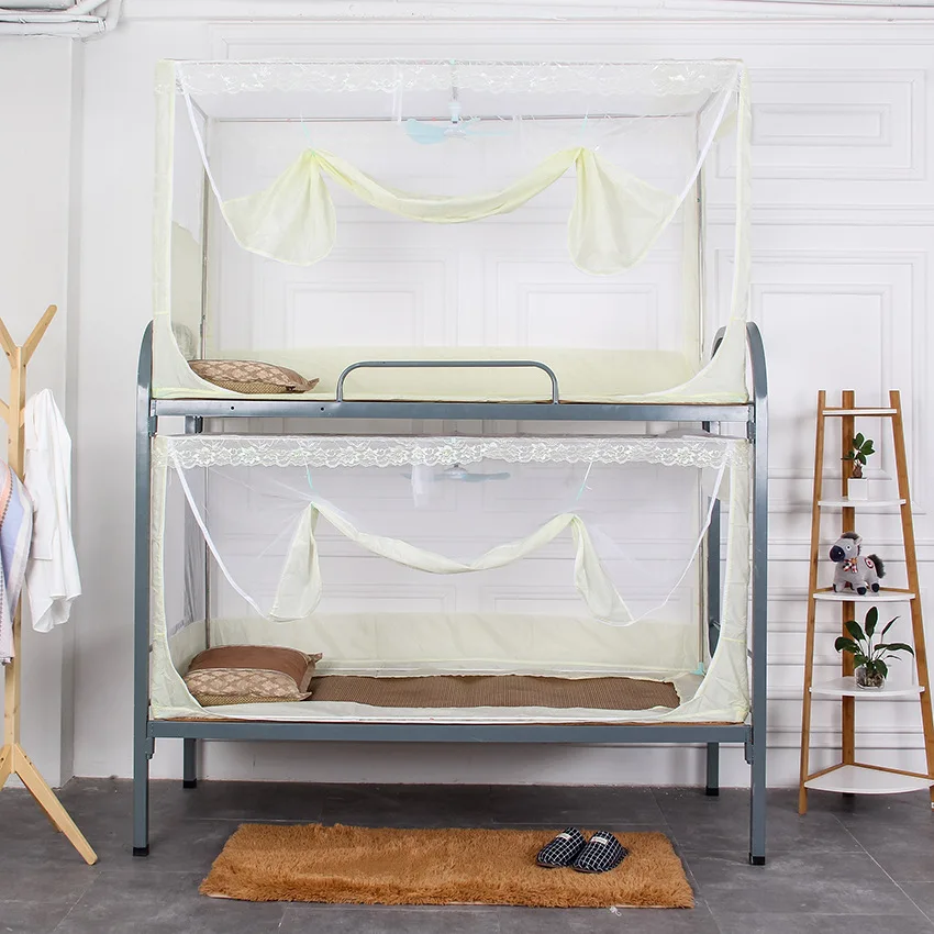 Mosquito Net for College Students in Dormitory is Covered with High and Low Bed, Bracket Zipper, Half Bottom Bed Curtain