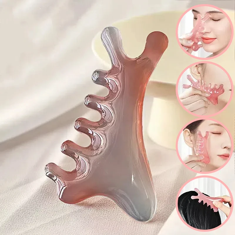 

Body Meridian Massage Comb Resin Five Wide Tooth Comb Acupuncture Therapy Blood Circulation Anti-static Smooth Hair Comb