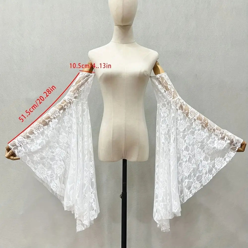 Elegant Long Tulle Sleeves Flower Embroidery Arm Decor Lace Arm Sleeves Sunscreen Breathable Bride Detachable Sleeves