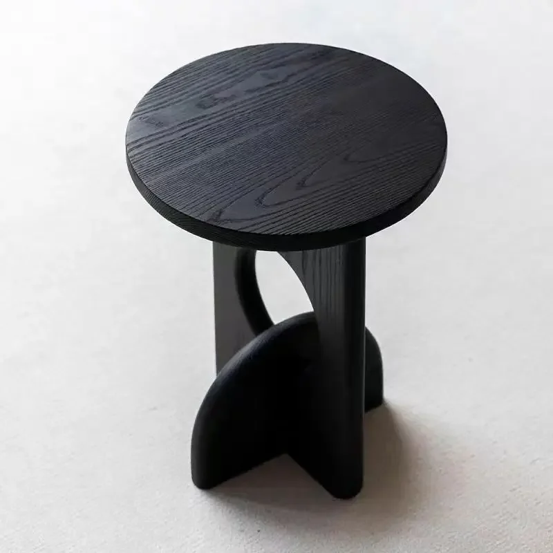 Customizable Nordic Minimalist Solid Wood C-Shaped Side Table - Round Corner Table