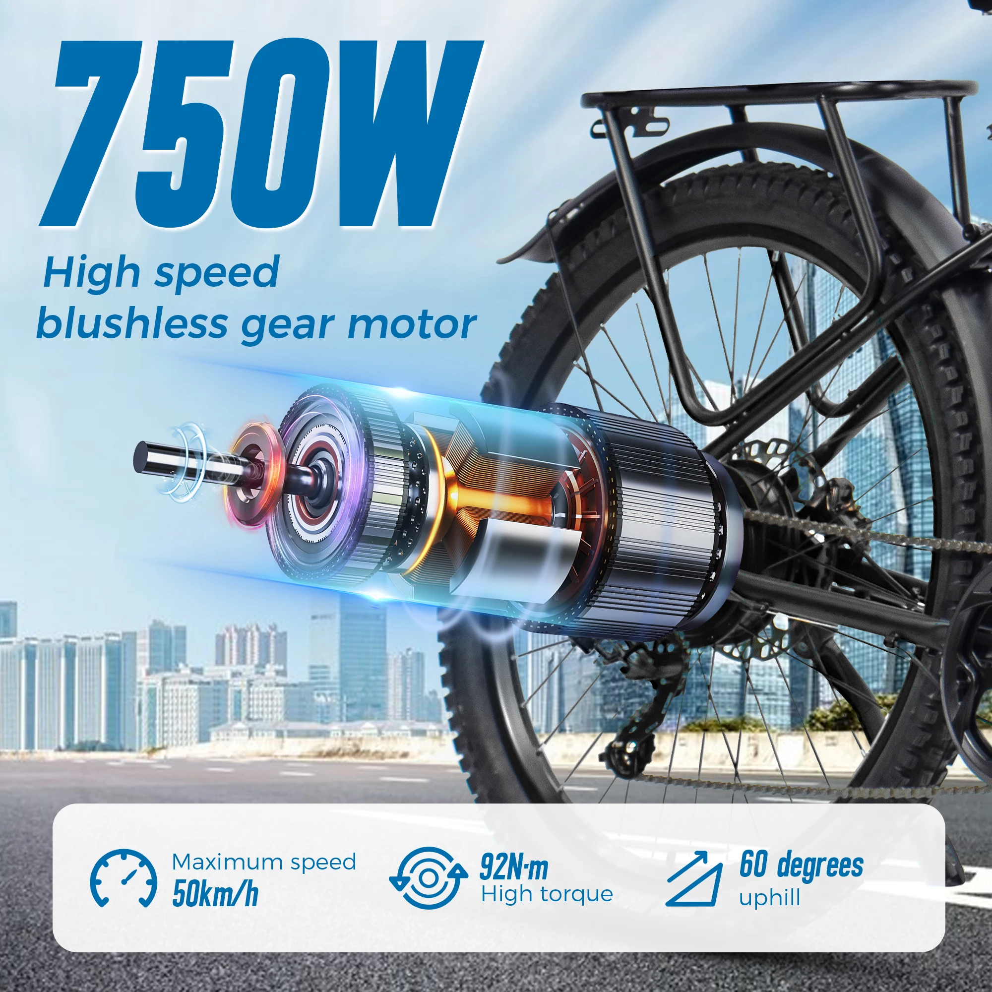 ChamRider電動マウンテンバイクDM427 180KM EN15194 48V 27AH E-Bike 7時間急速充電 IP67防水 配達・通勤用