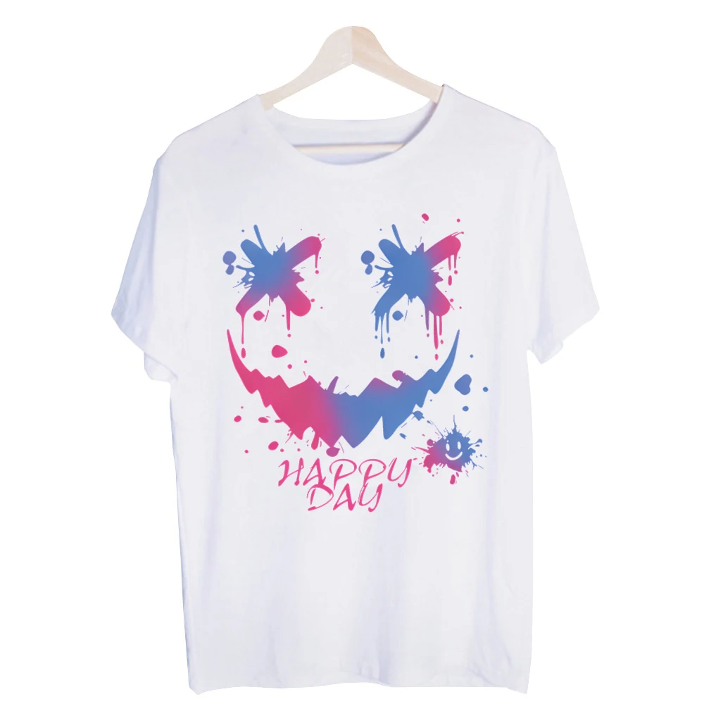Men's Abstract Smiley Face Graphic Tee, Short Sleeve Crew Neck T-Shirt for Casual Streetwear and Daily Outfits