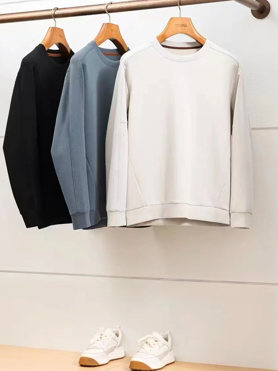 

Мужской свитшот Tagkita с круглым вырезом из шелка и кашемира, повседневная спортивная одежда, молодежный популярный свободный крой, с длинным рукавом, термо, цветной