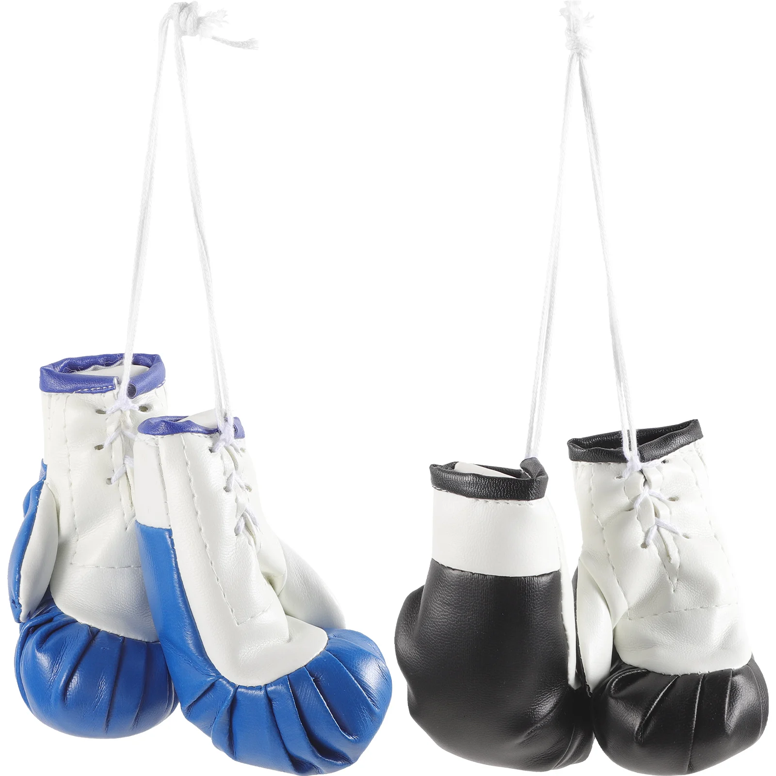 

2 Pairs Mini Boxing Gloves Keychain Black White Blue Car Decor PVC Material Holiday Ornaments Small Size Handmade Glove