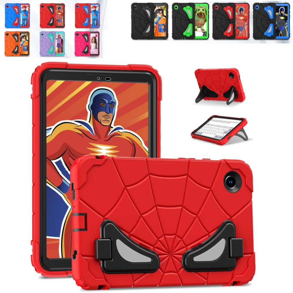 Capa infantil à prova de choque aranha para Samsung Galaxy Tab A9 8,7 polegadas SM-X110 X115 X117 Silicone + PC Tablet Capa com suporte embutido