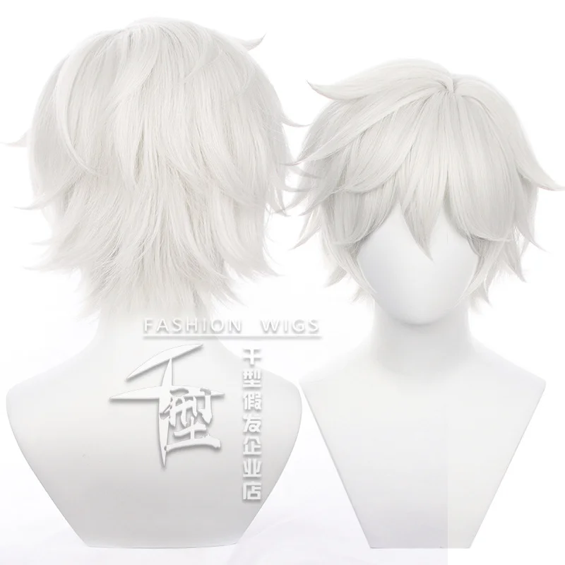 Anime Hell'S Paradise Gabimaru Cosplay Wig White Short Hair Heat Resistant Synthetic Halloween Party Accessories Props