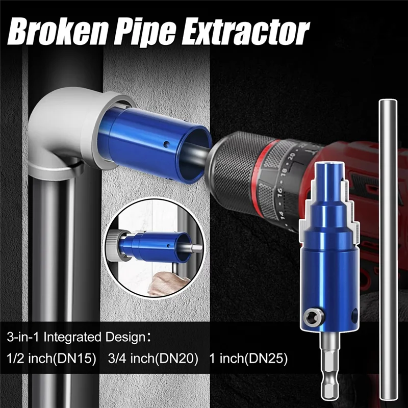 ABGR-Alat Ekstraktor Katup Pipa Rusak Manual Bor Listrik Menghilangkan Katup Sudut Baut Keran Rusak Berkarat 1/2,3/4,1 Inci