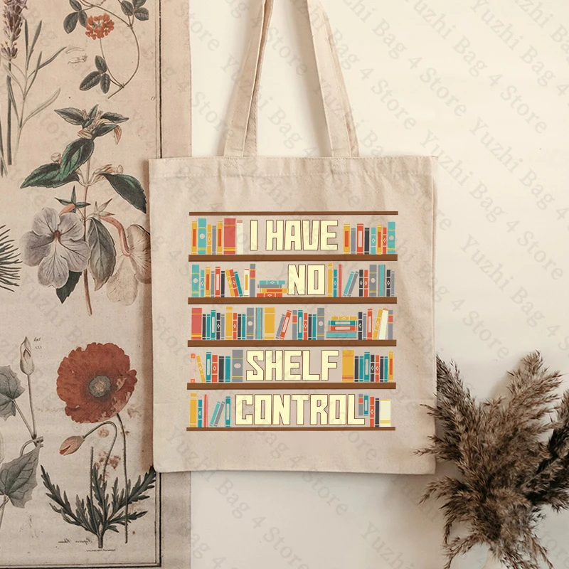 I Have No Shelf Control Pattern Tote Bag Book Lovers Gift for Book Lover Gift for Teachers Readers\' Tote Library Tote