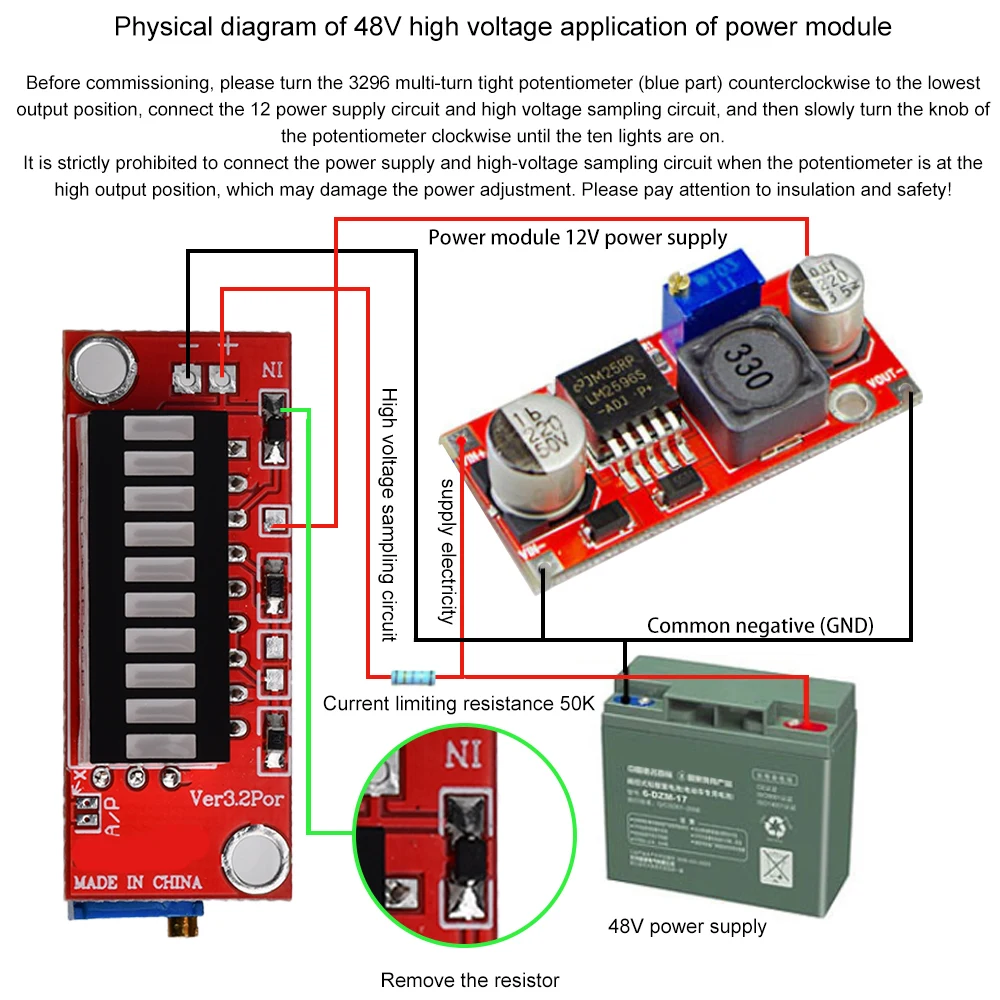 4 Color Battery Capacity Indicator Module Colorful Battery Level Tester Indicator 10 Lamp LED Power Display Electricity Meter