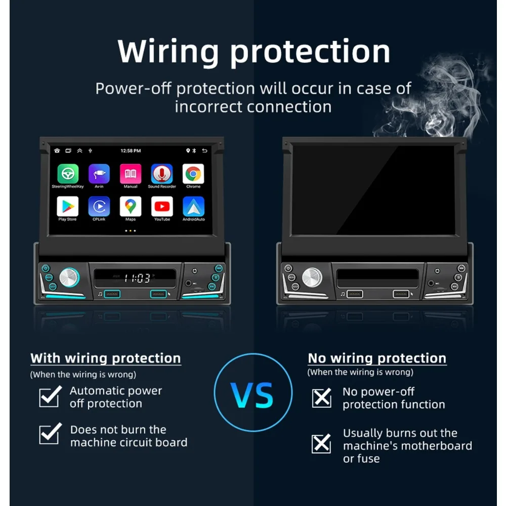 مشغل أندرويد 12 2 + 64 جيجابايت شاشة 7 بوصة قابلة للسحب بلوتوث 5.1 RDS ستيريو للسيارة وصلة مرآة مناسبة لراديو السيارة Carplay Wifi GPS #1