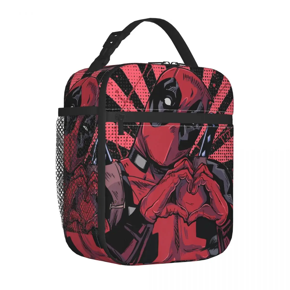 Best Deadpool Closed Hand Heart Insulated Lunch Bag Portable Lunch Container Thermal Bag Lunch Box School Outdoor Bento Pouch