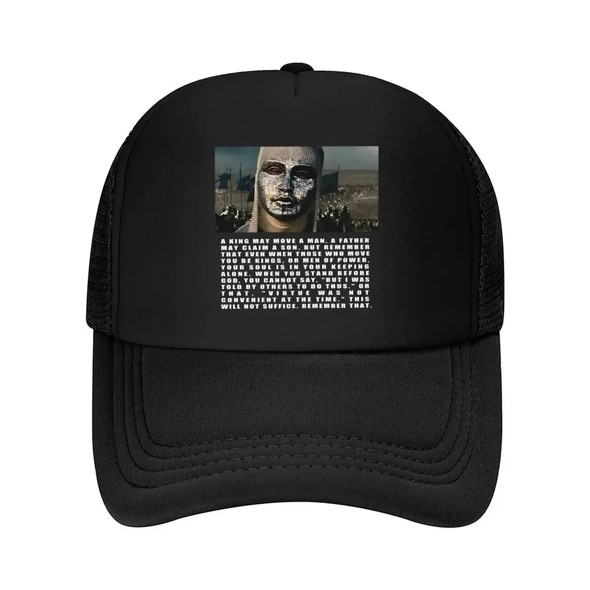 2026 Masked Figure Mysterious, Text - Accompanying Portrait Art Design Mesh Baseball Cap