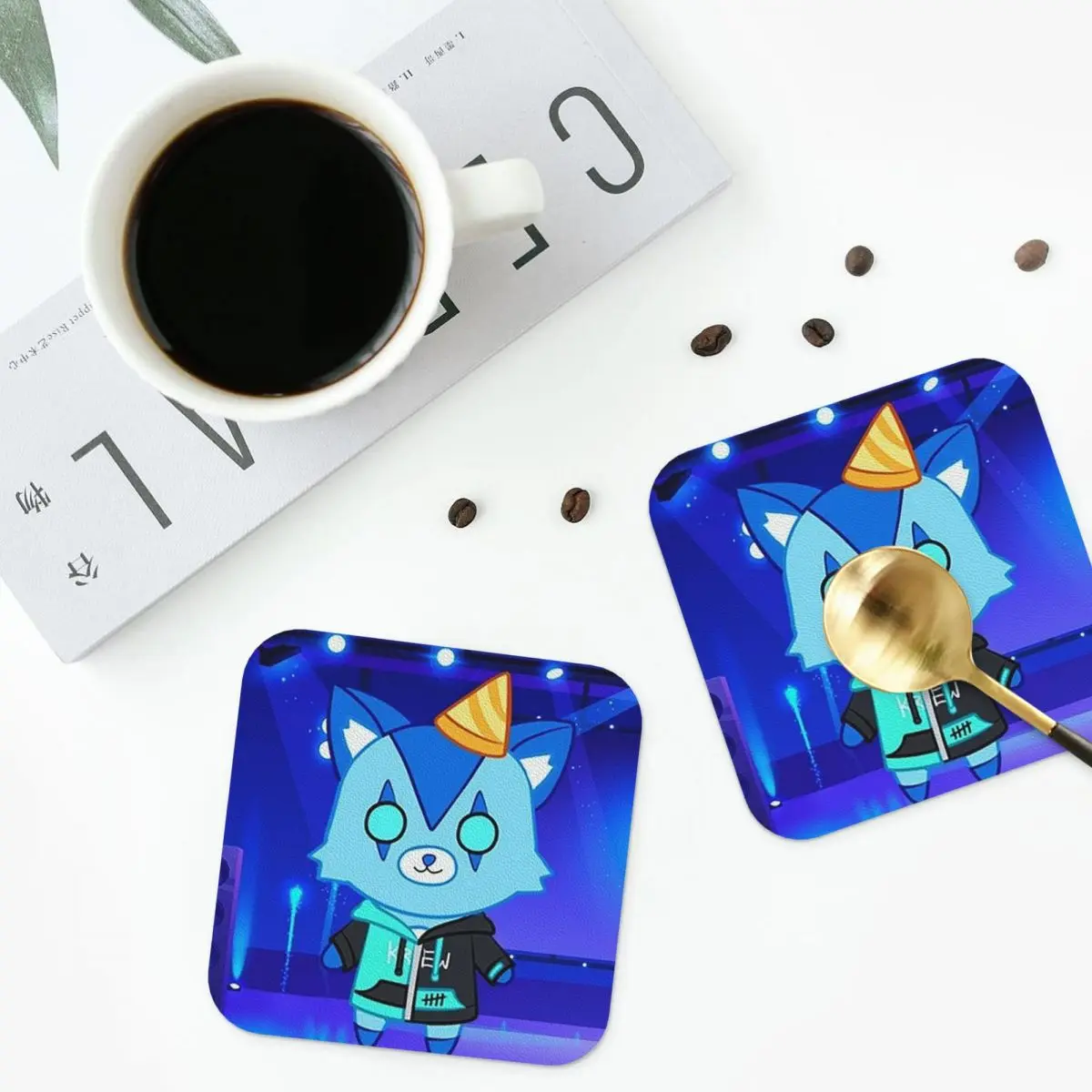 

Cartoon ItsFunneh Krew District 1 Coasters Kitchen Placemats Insulation Cup Coffee Mats For Decor Home Tableware Pads Set of 4
