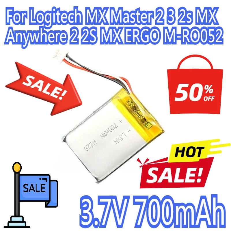 

Replacement Mouse Battery For Logitech MX Master 2 3 2s MX Anywhere 2 2S MX ERGO M-RO052 910-004374 533-000120 533-000121 700mAh