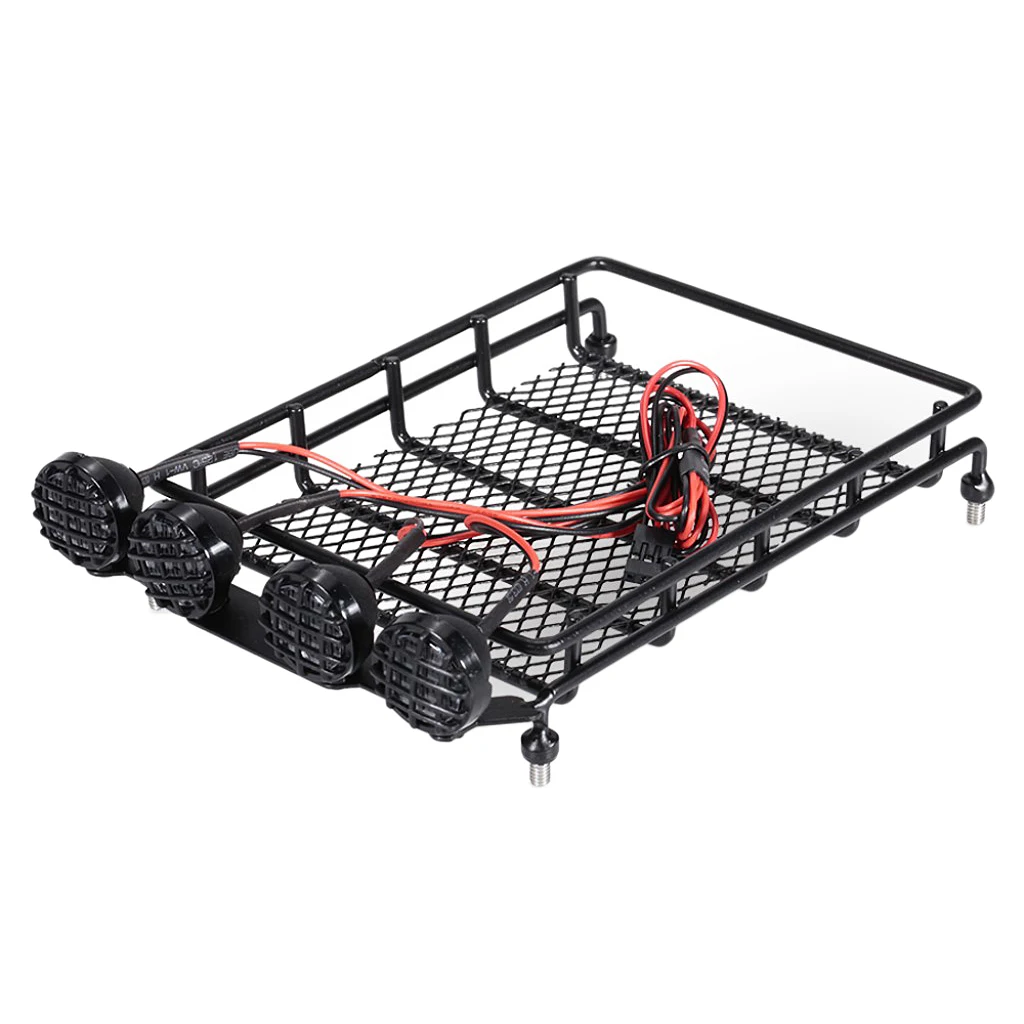 RC 자동차 1:10 HPI CC01 AXIAL SCX10 D90용 루프랙 수하물 및 라이트 바