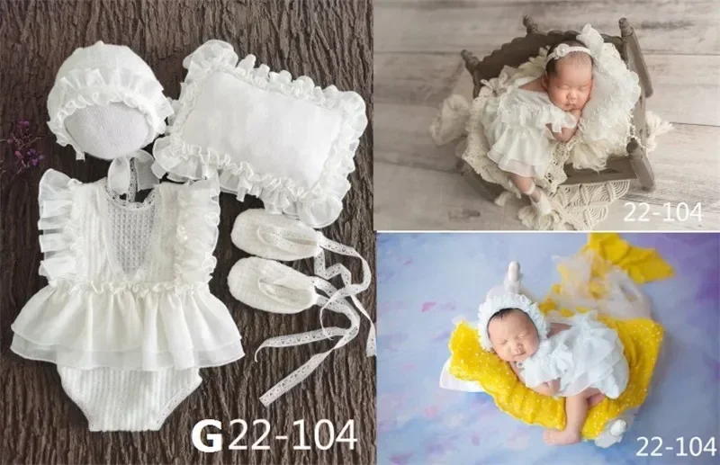 Lace Romper Bodysuits Newborn Photography Props Baby Hat Headband Bodysuits Outfit Baby Girl Dress Costume Photography Clothing