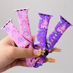 Cartoon Castle Silicone band for iwatch 40mm 41mm 42mm 44mm 45mm 46mm Women Print Wrist strap for Apple watch 10 Ultra 9 8 7 6 5