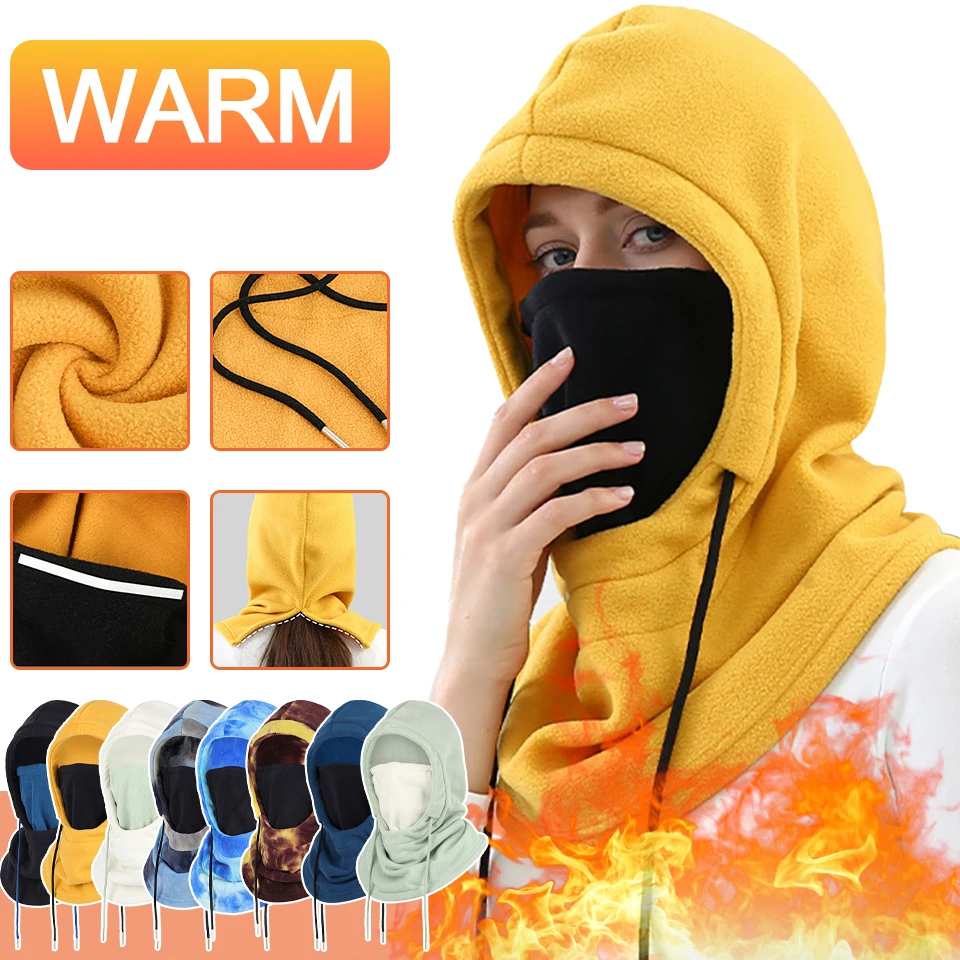 KoKossi New Ski Cycling Cap Winter Windproof Balaclava Plush Warm Scarf Cold Padded Hood Mask Bike Bicycle Outdoor Sports Hat