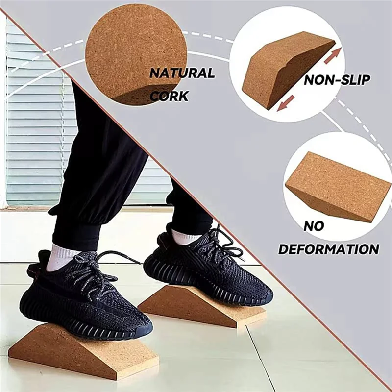 

ABVB-2PCS Cork Squat Wedge Block Non Slip Squat Ramp,Squat Platform For Heel Elevated Squats And Calf Raises,Slant Board