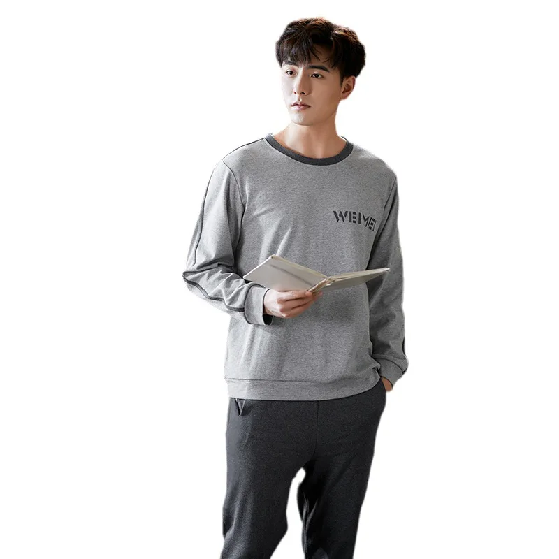 Men Pajamas Suit Pure Cotton Autumn Long Sleeves Breathable Plus-size Sleepwear Male Nightwear Set Spring Winter Gentlemen