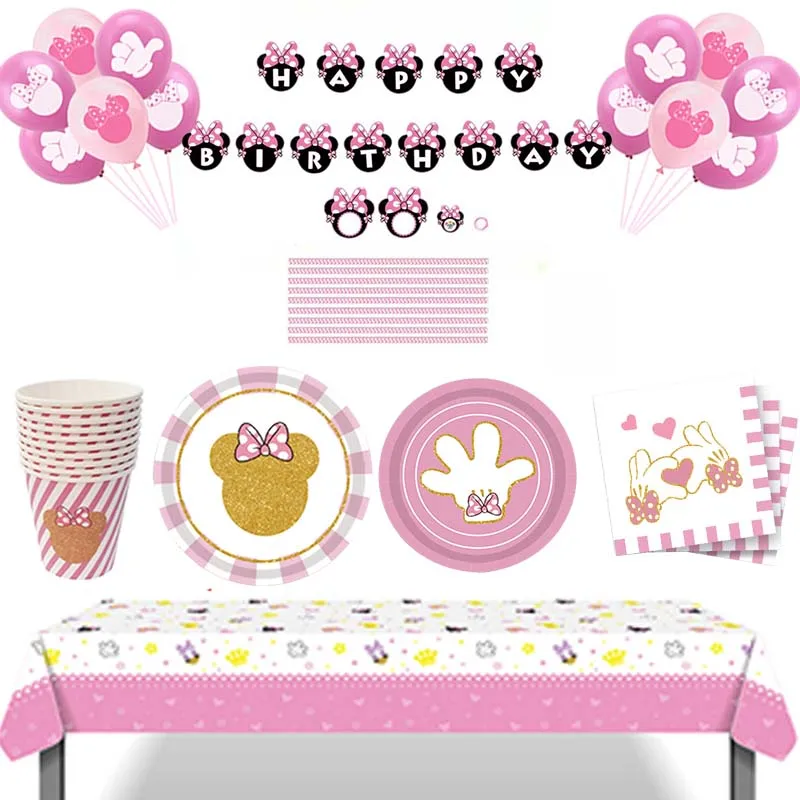 

Disney Minnie mouse Anniversary Party people party Mickey party tableware set children birthday party supplies decoration Set